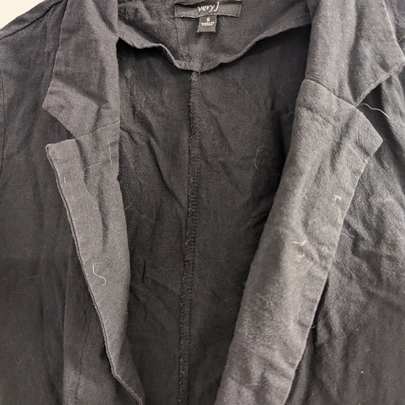 Black Linen Blend 3/4 Sleeve Blazer, S - Picture 4 of 6